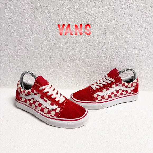 Vans Shoes - Vans red checkered old skool sneakers Men 6 Woman 7.5